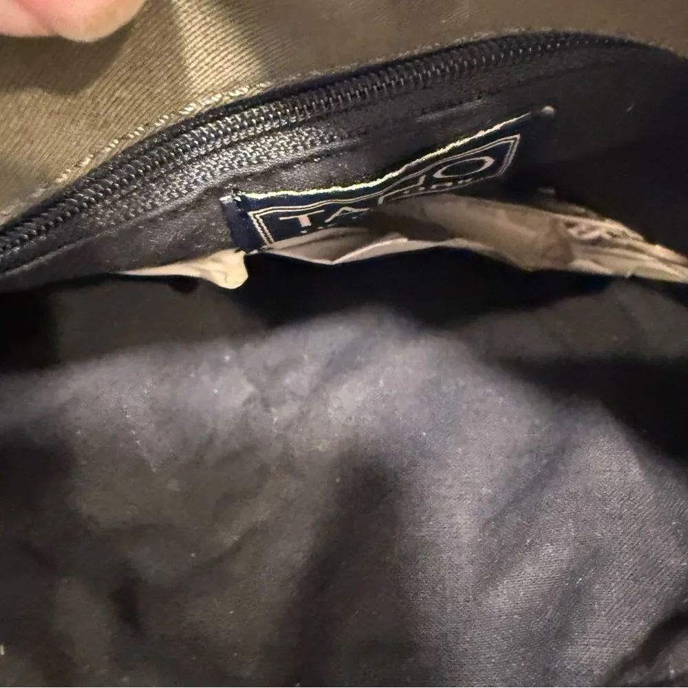 Tano New York Olive Green Canvas Shoulder Bag 3 Center Comp, Outside Zip NWT